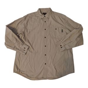 Wolverine Tan Cotton Button Down Collar Long Sleeve W Pocket Shirt Men's XL